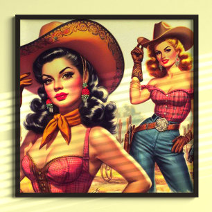 Country Western Pin-up Poster