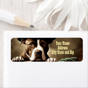 Country Western Pitbull Gambling Return Address Label