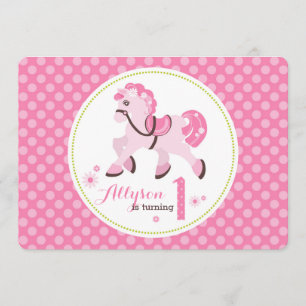 Country Western Pony Polka Dots Birthday Invitation