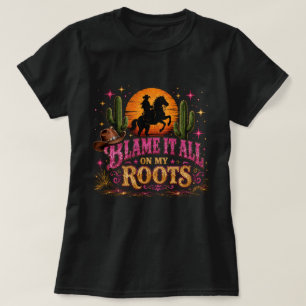 Country Western Roots Cowgirl Shirt, Pink Glitter T-Shirt