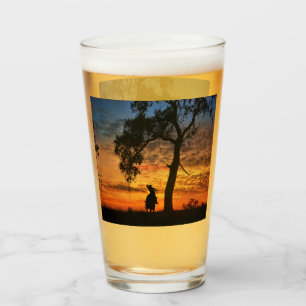 Country Western Roping Cowboy Glass