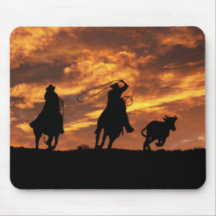 Country Western Roping Cowboys Mouse Pad