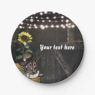 Country Western Rustic Barn Door Wedding Party Paper Plate