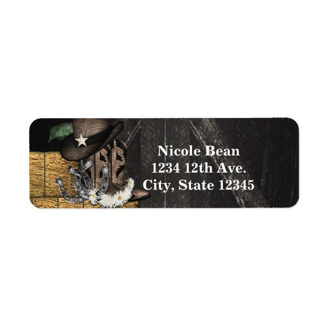 Country Western Rustic Barn Invitation Return Address Label (Front)