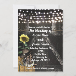 Country Western Rustic Barn Wedding Invitations