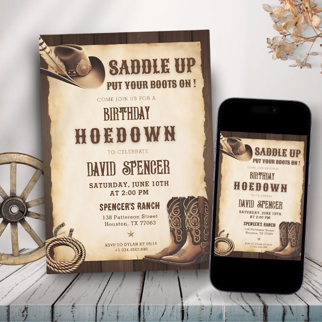 Country Western | Rustic Cowboy Birthday  Invitation (Creator Uploaded)