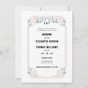 Country Western Southwestern Turquoise Wedding Invitation