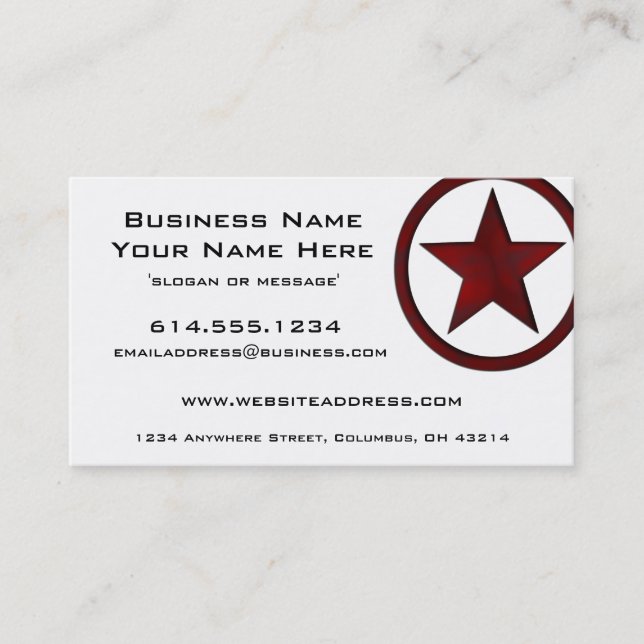 Country Western Star/Badge Red 2 Business Card (Front)