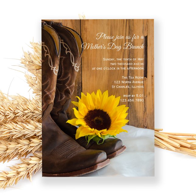 Country Western Sunflower Mother's Day Brunch Invitation (Creator Uploaded)