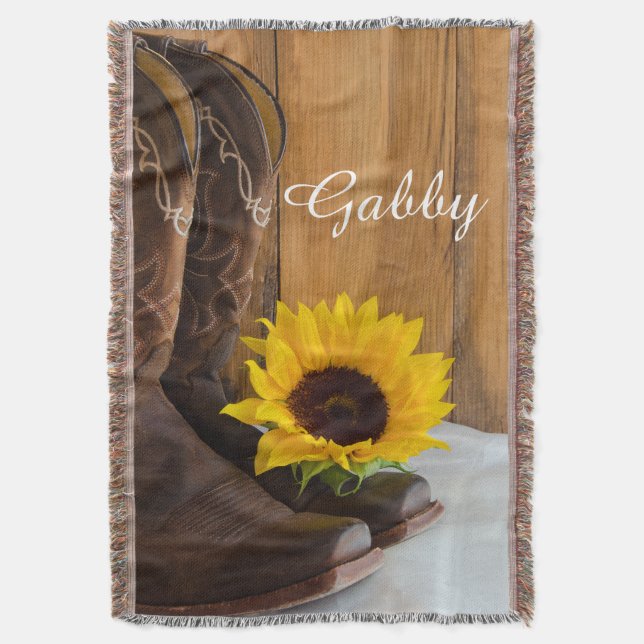 Country Western Sunflower Throw Blanket (Front Vertical)