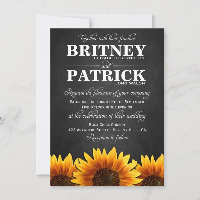 Country Western Sunflower Wedding Invitations (Front)