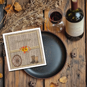 Country Western, Sunflowers Wood Rope Custom Napkin