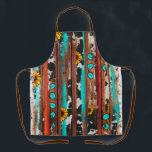 Country Western Sunflowers Wood Turquoise Stones Apron<br><div class="desc">You will love this beautiful design featuring sunflowers,  wood,  cowhide,  and turquoise stone. Enjoy!</div>