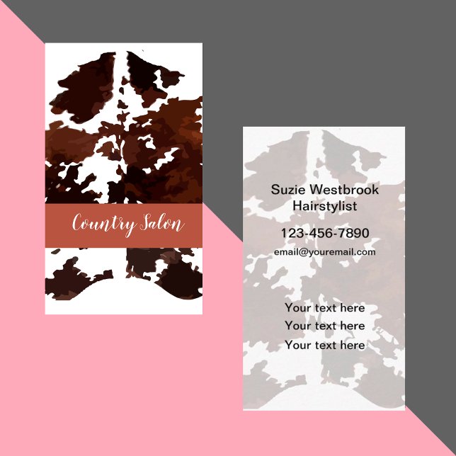 Country Western Theme Cow Pattern Business Card (Creator Uploaded)