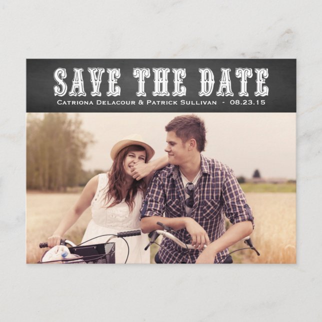 Country Western Typography Save the Date Postcard (Front)