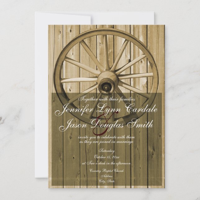 Country Western Wagon Wheel Wedding Invitations (Front)