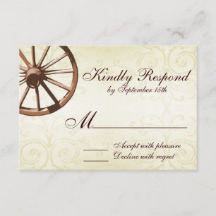 Country Western Wagon Wheel Wedding RSVP Card