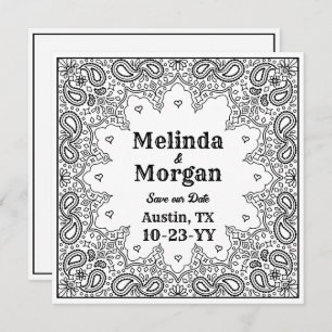 Country Western Wedding White Bandanna Save The Date