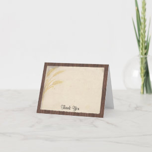 Country Wheat Grass on Parchment Thank You Card