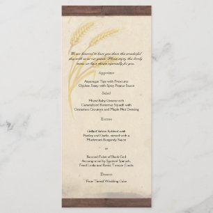 Country Wheat Grass on Parchment Wedding Menu