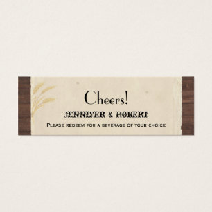 Country Wheat Grass Wedding Drink Tickets