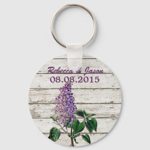 country whitewashed barn wood purple lilac wedding key ring