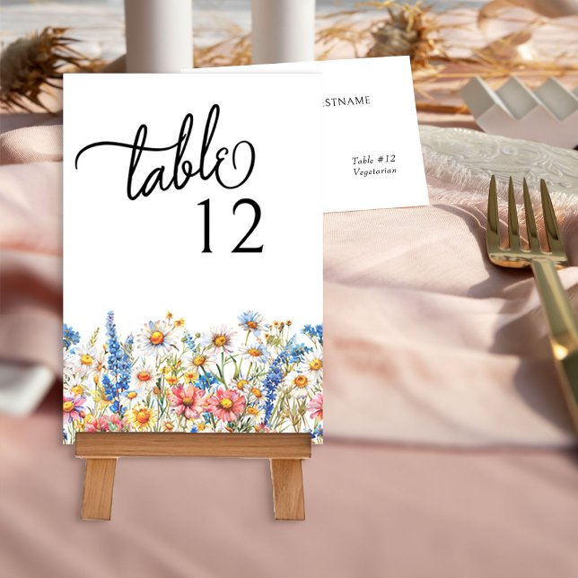 Country Wildflower Colourful Floral Wedding Table Number (Table Number from Country Wildflower Wedding Collection by Darling & May)