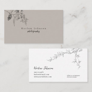 Country Wildflower Floral Botanical Line Drawing  Business Card