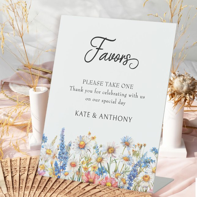 Country Wildflower Floral Wedding Favour Table Pedestal Sign (Favor Table Sign from the Country Wildflower Wedding Collection by Darling & May)