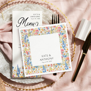 Country Wildflower Multi-Colour Floral Wedding Napkin