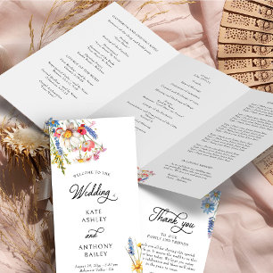 Country Wildflower Wedding Ceremony Program