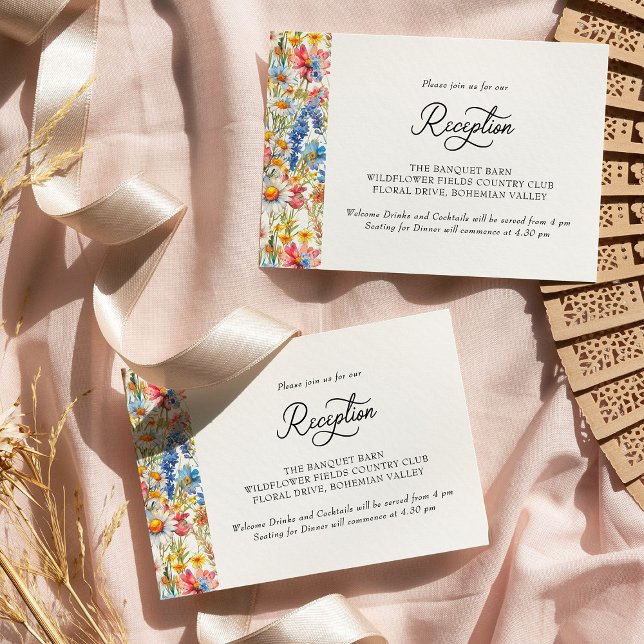 Country Wildflower Wedding Reception Enclosure Card (Reception Card from the Country Wildflower wedding collection by Darling & May)