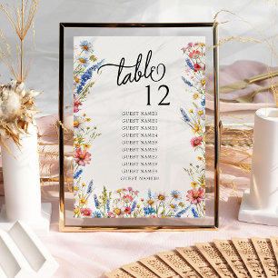 Country Wildflower Wedding Table Seating Chart