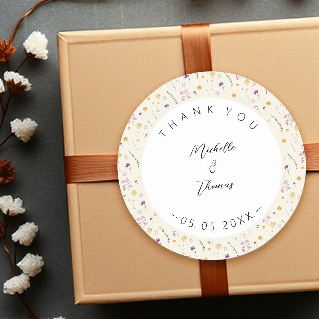 Country Wildflowers Fairy Garden Classic Round Sticker (Creator Uploaded)