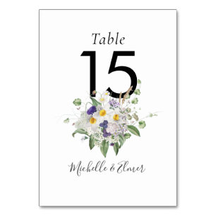 Country Wildflowers Greenery Posy Wedding Table Number