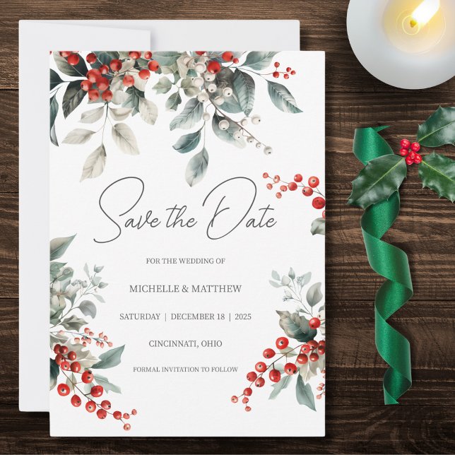 Country Winter Holly Save The Date (Creator Uploaded)