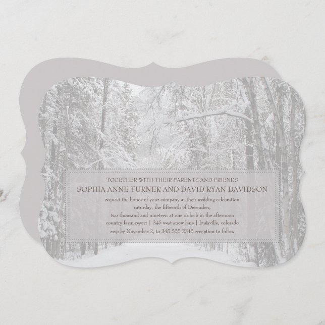 Country Winter Snow Forest Wedding Invitation (Front/Back)