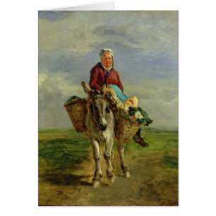 Country Woman Riding a Donkey
