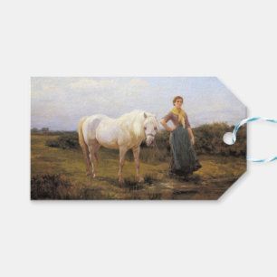 Country Woman Taking a Horse to Water Gift Tags