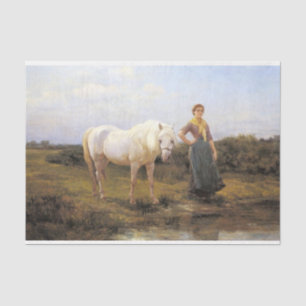 Country Woman Taking a Horse to Water Tissue Paper
