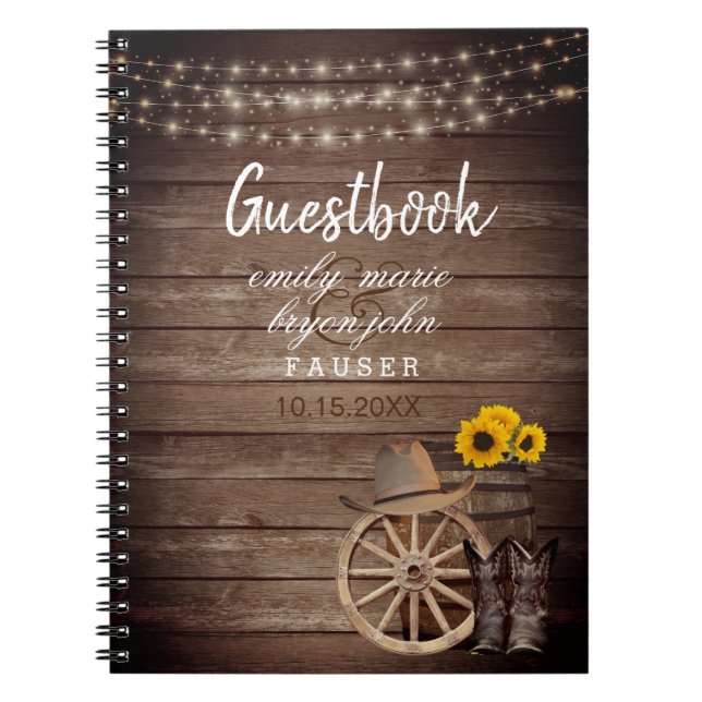 Country Wood Barrel Wedding - Guest Book (Front)