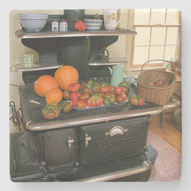 Country Wood Cookstove Stone Coaster (Front)