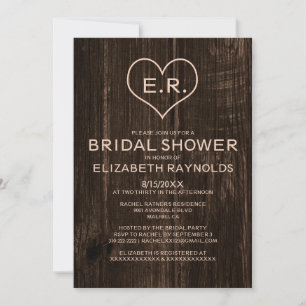 Country Wood Grain Bridal Shower Invitations