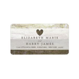 Country Wood Heart Wedding Label