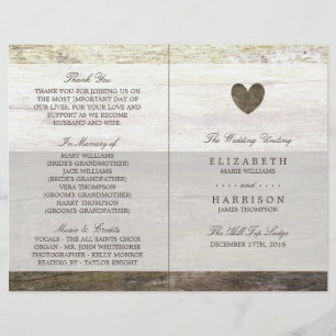 Country Wood Heart Wedding Program