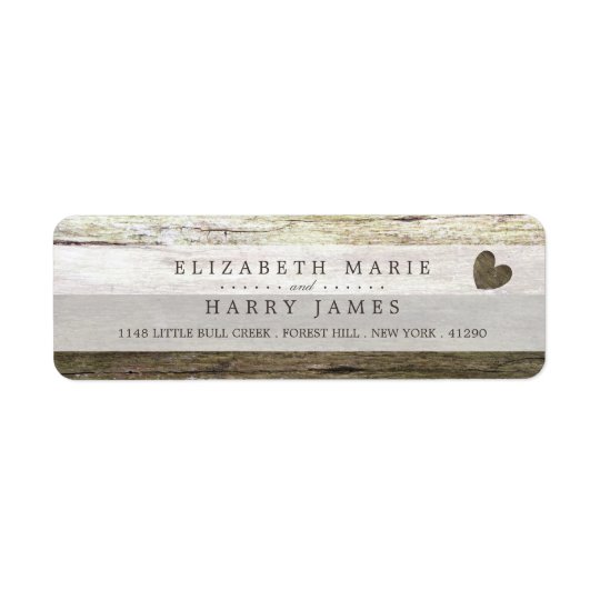 Country Wood Heart Wedding Return Address Label