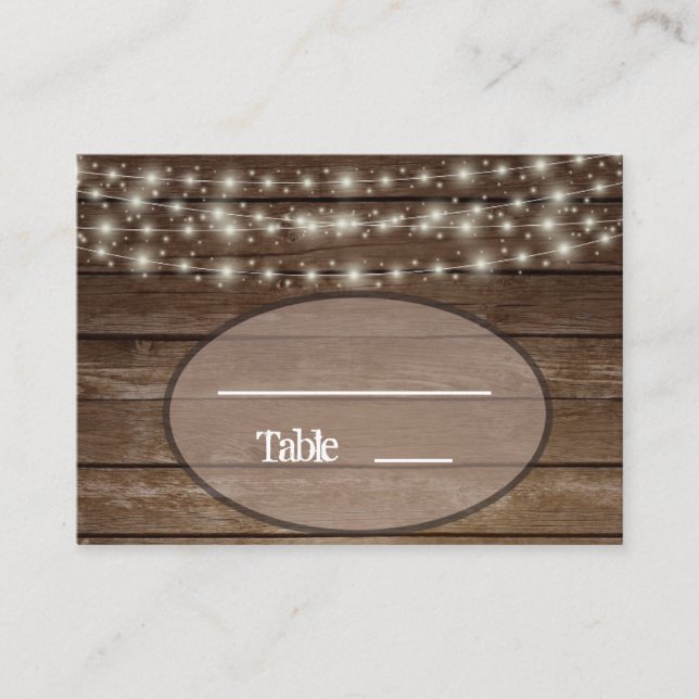 Country Wood Lights Ball Jar Place Card (Front)
