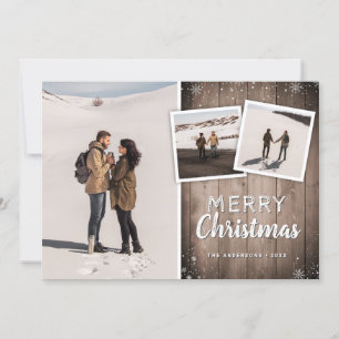 Country Wood & Snow Merry Christmas Holiday Photo Card