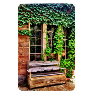 Country Wooden Bench Ivy Vines Flexible Magnet