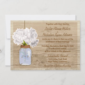 Country Wooden Rustic Mason Jar Wedding Invitation